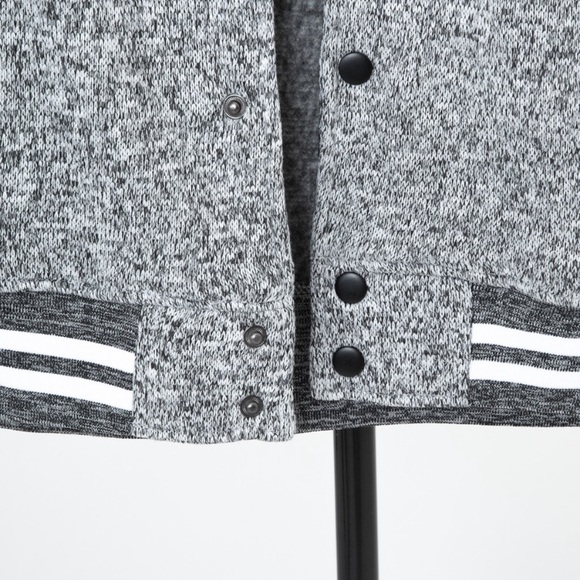 Brooklyn Cloth MFG gray & white tweed varsity style snap front jacket in size S - Picture 4 of 8